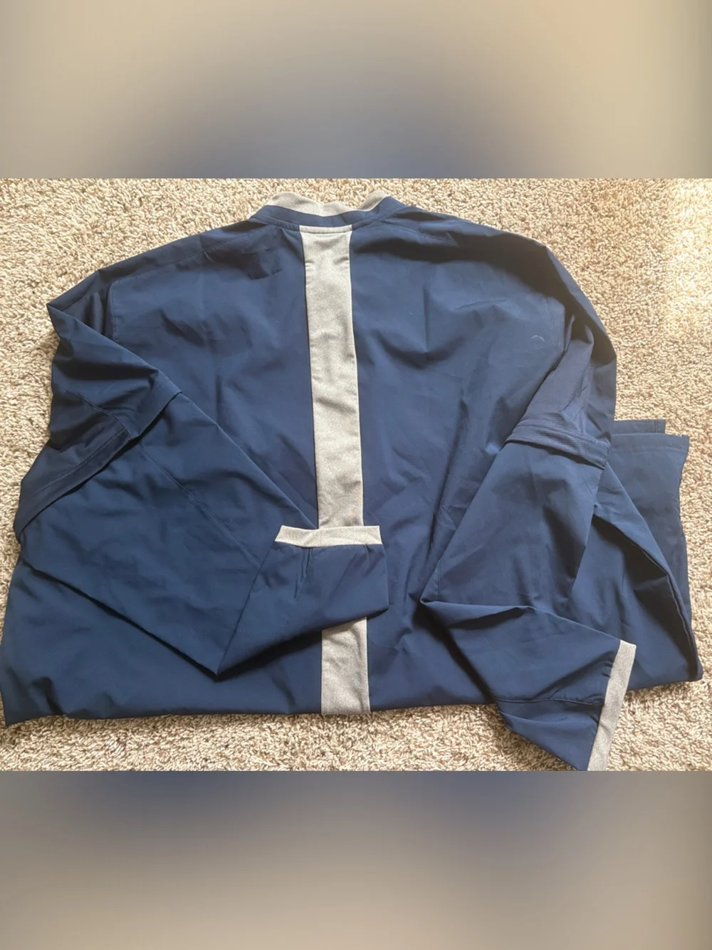 adidas Baseball Navy Quarter-Zip Windbreaker and removable zip sleeves